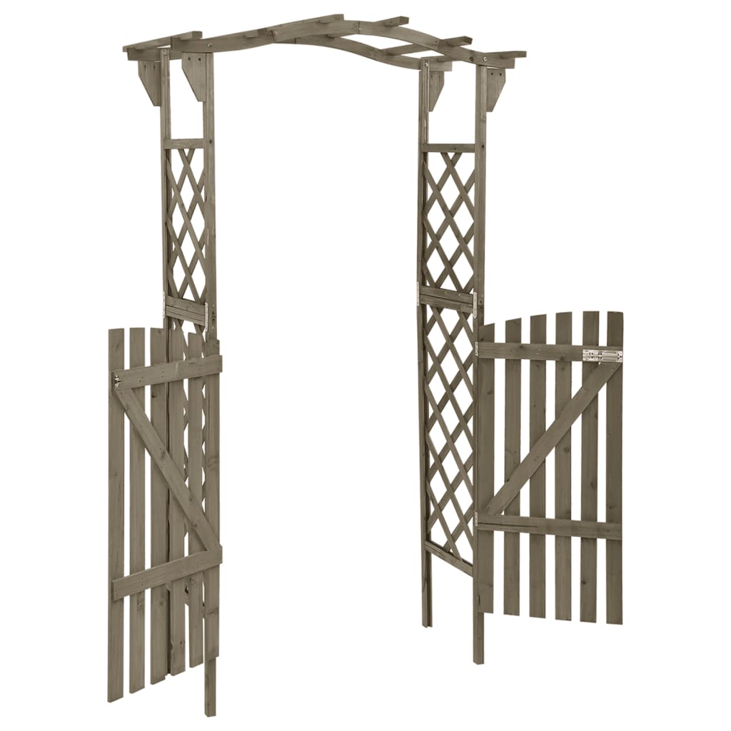 pergola med låge 116x40x204 cm massivt grantræ grå