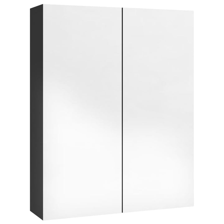 badeværelsesskab med spejl 60x15x75 cm MDF skinnende sort