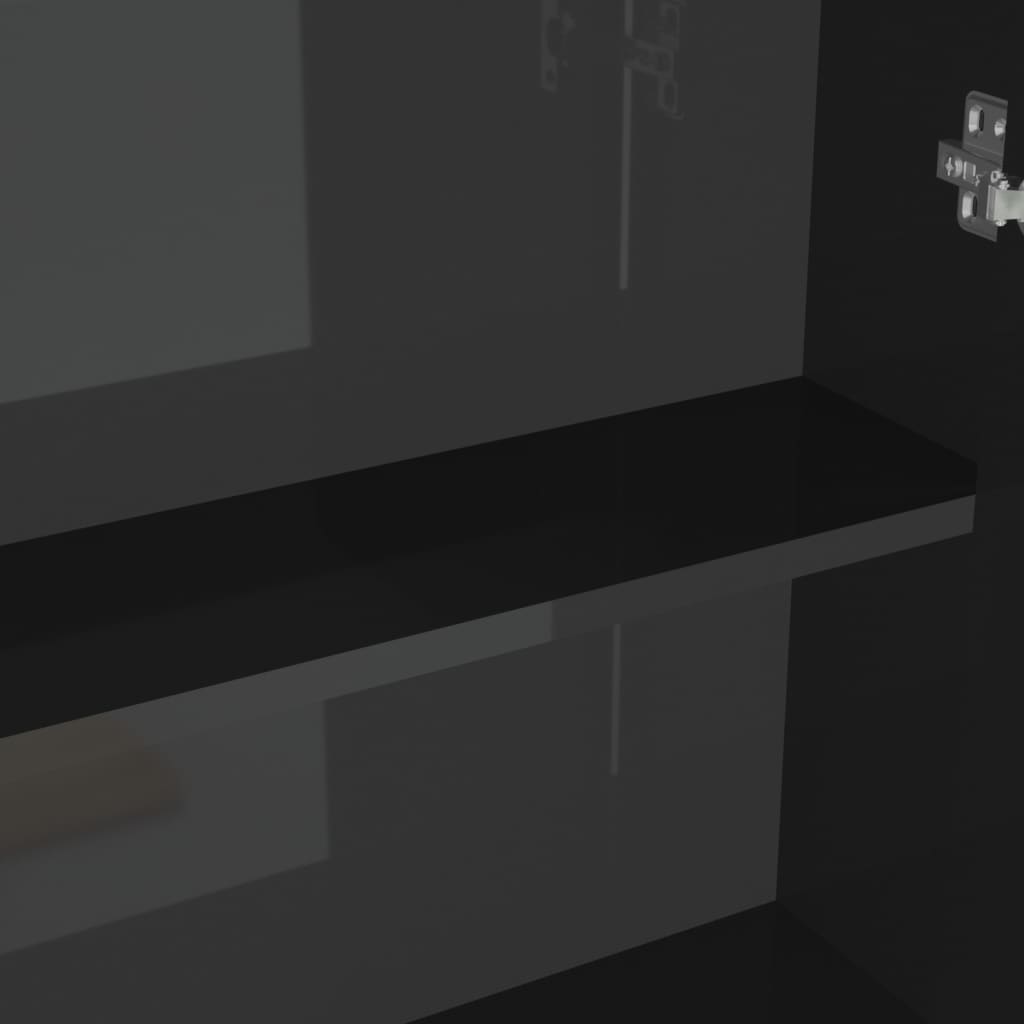 badeværelsesskab med spejl 60x15x75 cm MDF skinnende sort