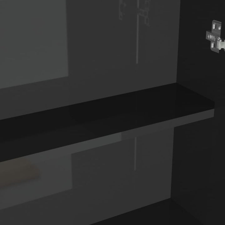 badeværelsesskab med spejl 60x15x75 cm MDF skinnende sort