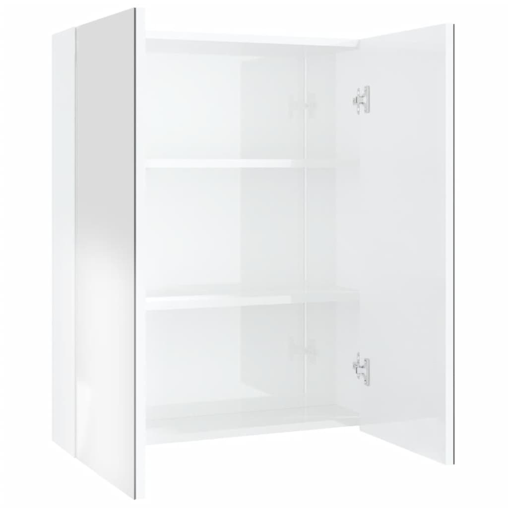 badeværelsesskab med spejl 60x15x75 cm MDF skinnende hvid
