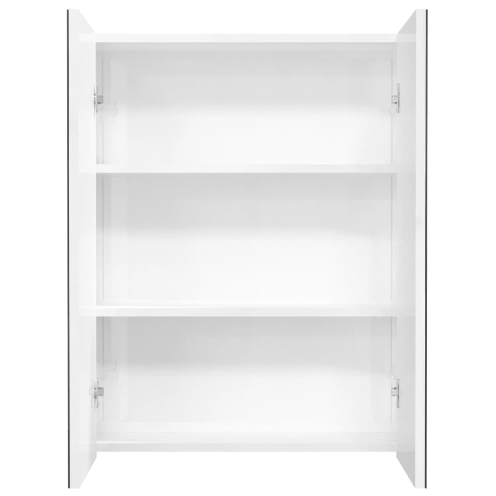 badeværelsesskab med spejl 60x15x75 cm MDF skinnende hvid