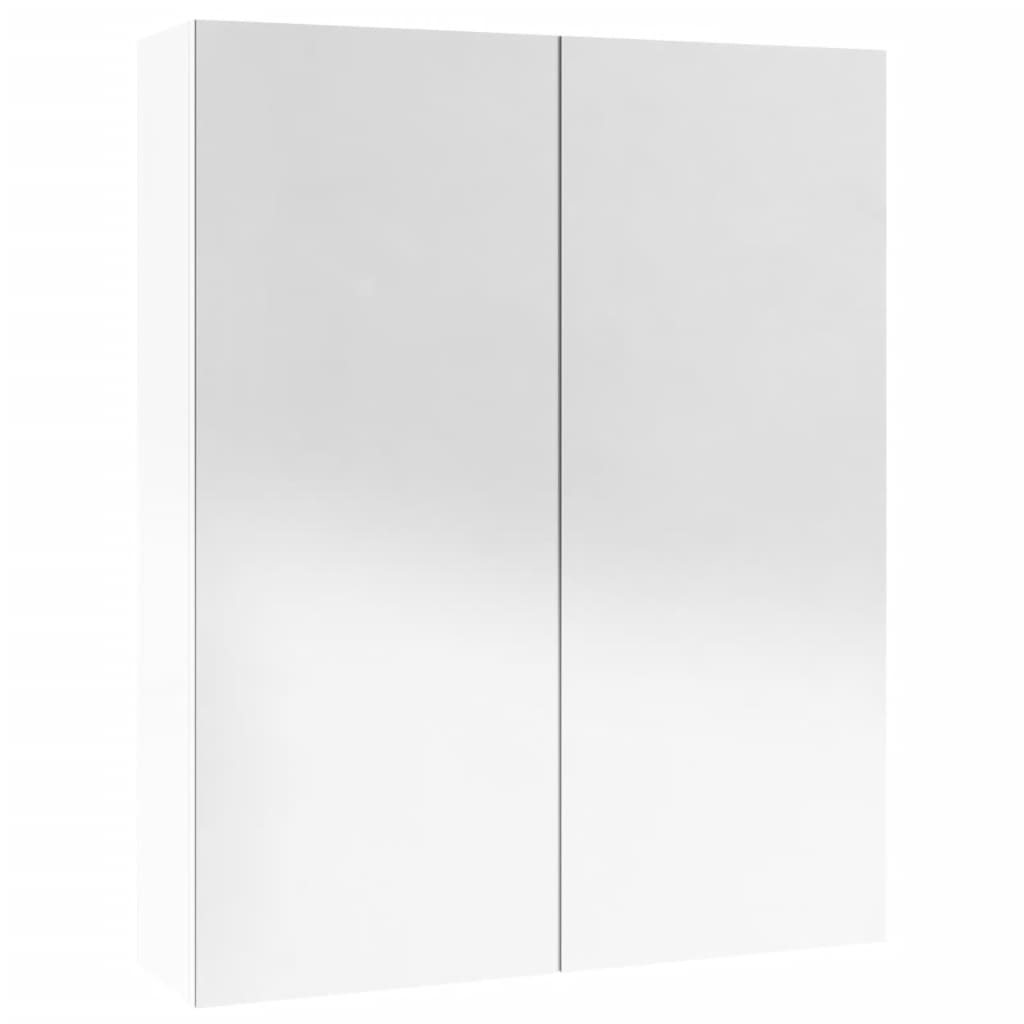 badeværelsesskab med spejl 60x15x75 cm MDF skinnende hvid