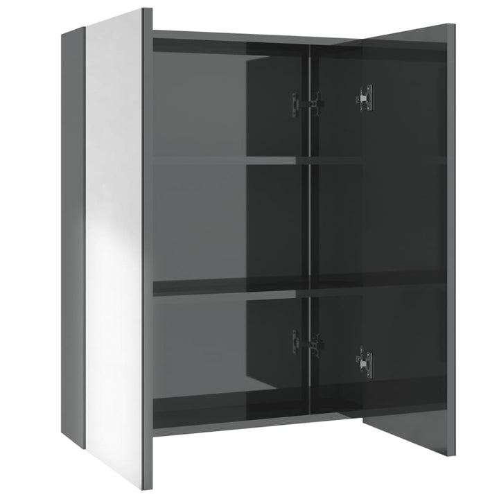 badeværelsesskab med spejl 60x15x75 cm MDF skinnende grå