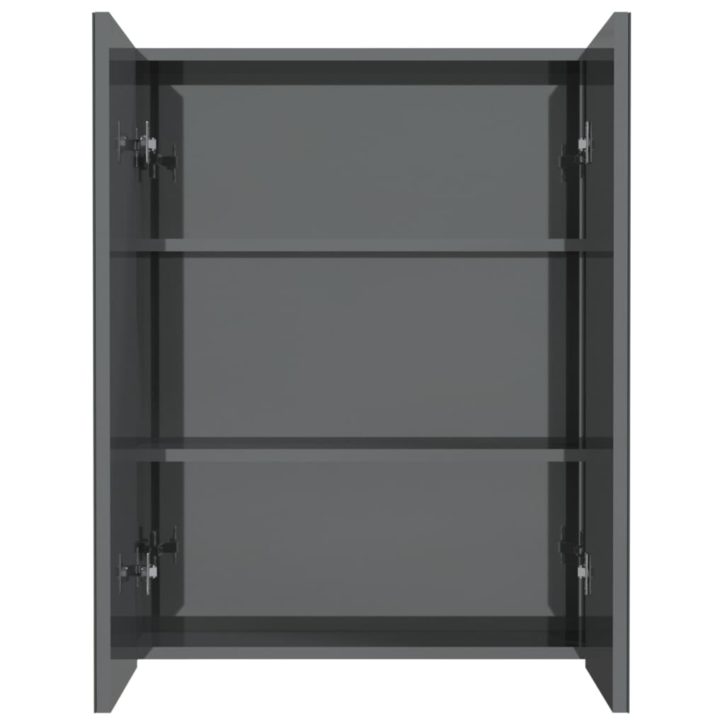 badeværelsesskab med spejl 60x15x75 cm MDF skinnende grå