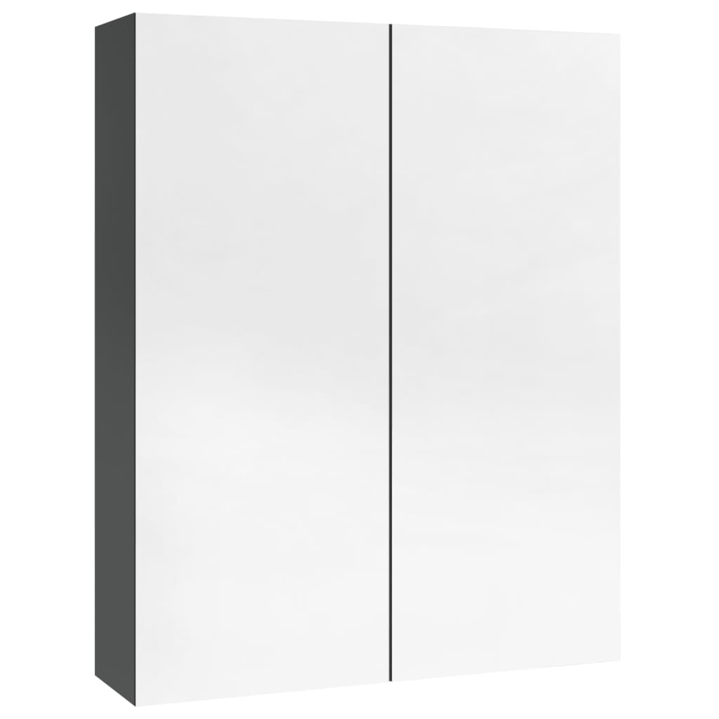 badeværelsesskab med spejl 60x15x75 cm MDF skinnende grå