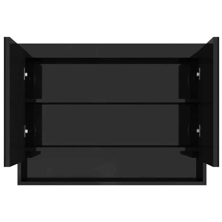 badeværelsesskab med spejl 80x15x60 cm MDF blank sort
