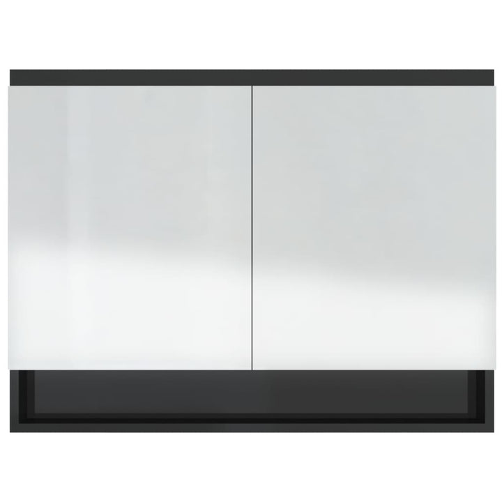 badeværelsesskab med spejl 80x15x60 cm MDF blank sort