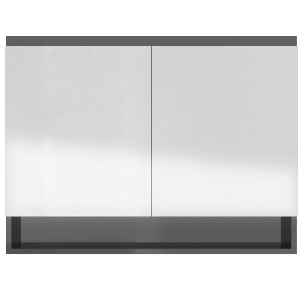 badeværelsesskab med spejl 80x15x60 cm MDF blank grå