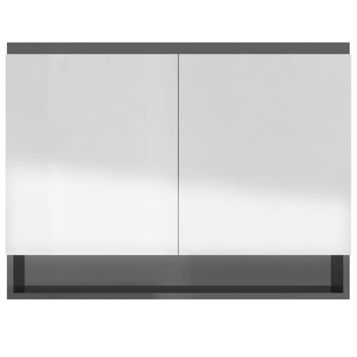 badeværelsesskab med spejl 80x15x60 cm MDF blank grå