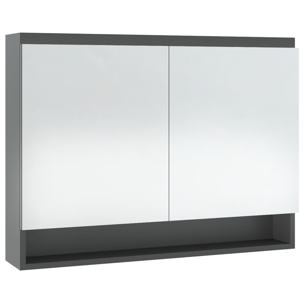 badeværelsesskab med spejl 80x15x60 cm MDF grå