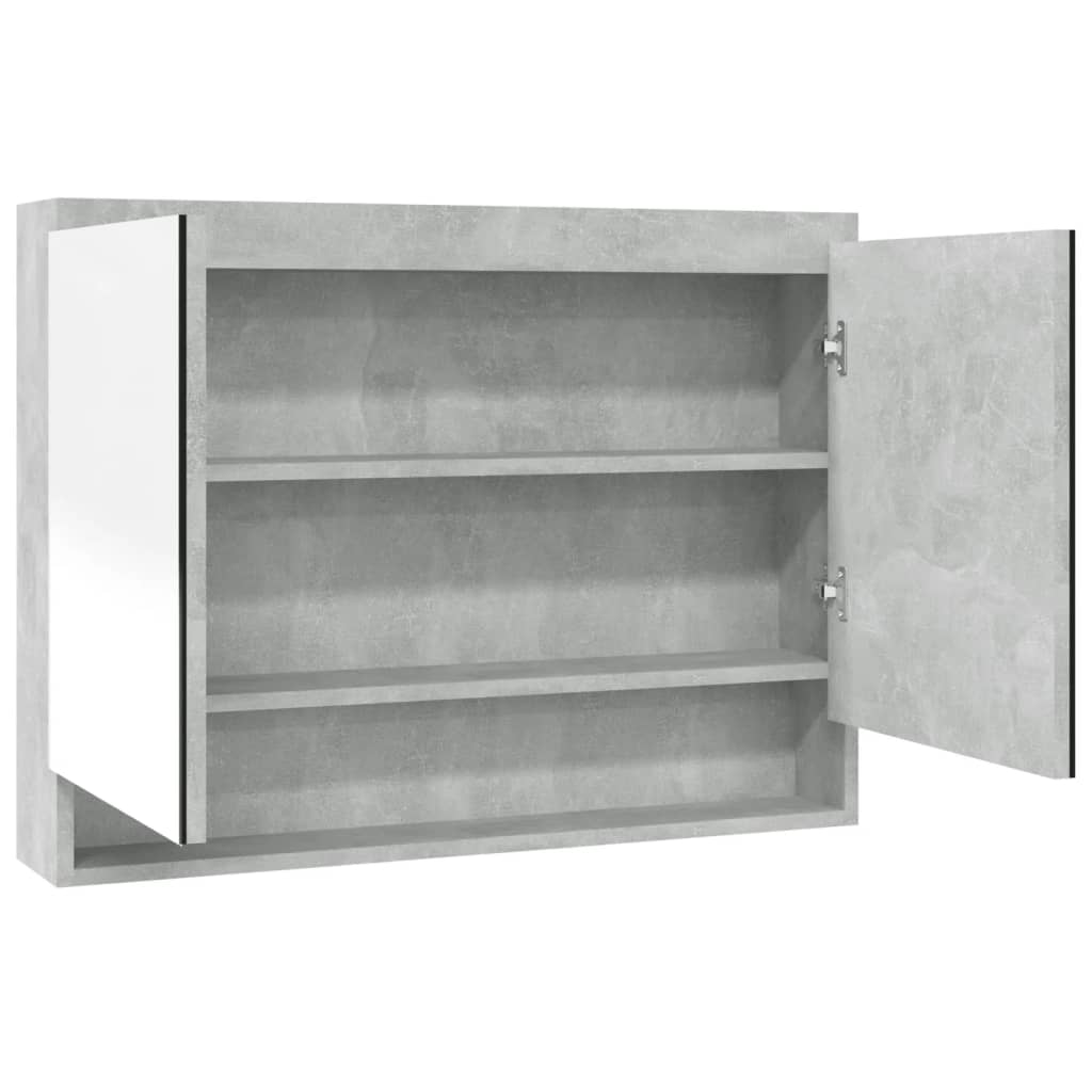 badeværelsesskab med spejl 80x15x60 cm MDF betongrå