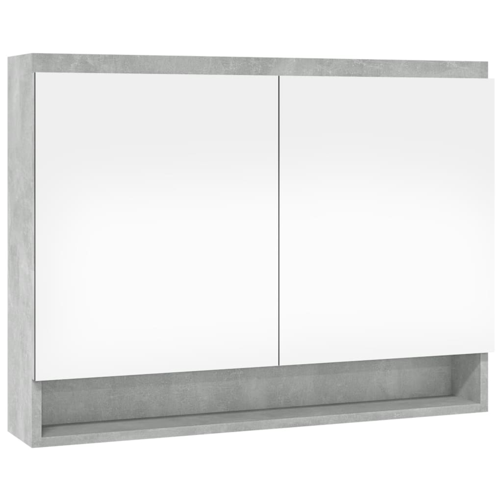badeværelsesskab med spejl 80x15x60 cm MDF betongrå