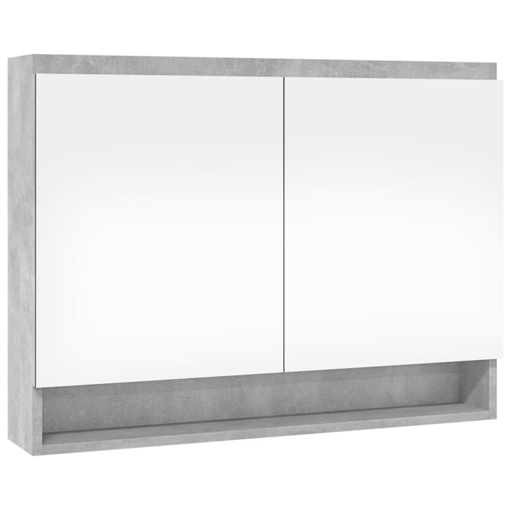 badeværelsesskab med spejl 80x15x60 cm MDF betongrå