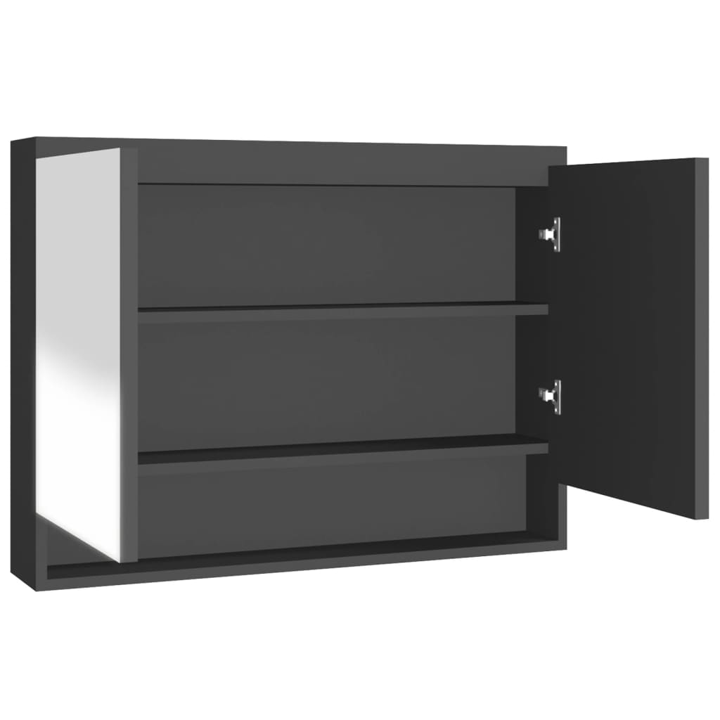 badeværelsesskab med spejl 80x15x60 cm MDF grå