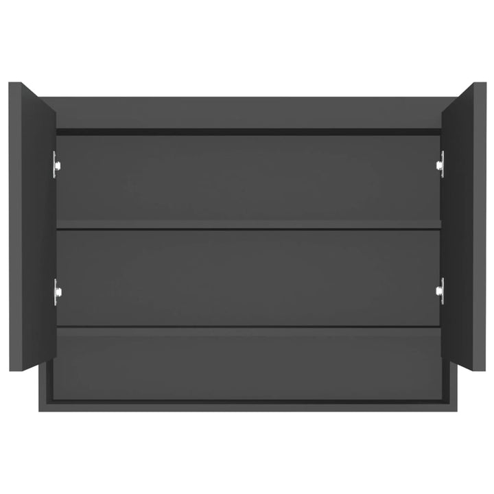 badeværelsesskab med spejl 80x15x60 cm MDF grå