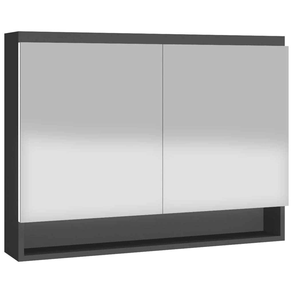 badeværelsesskab med spejl 80x15x60 cm MDF grå