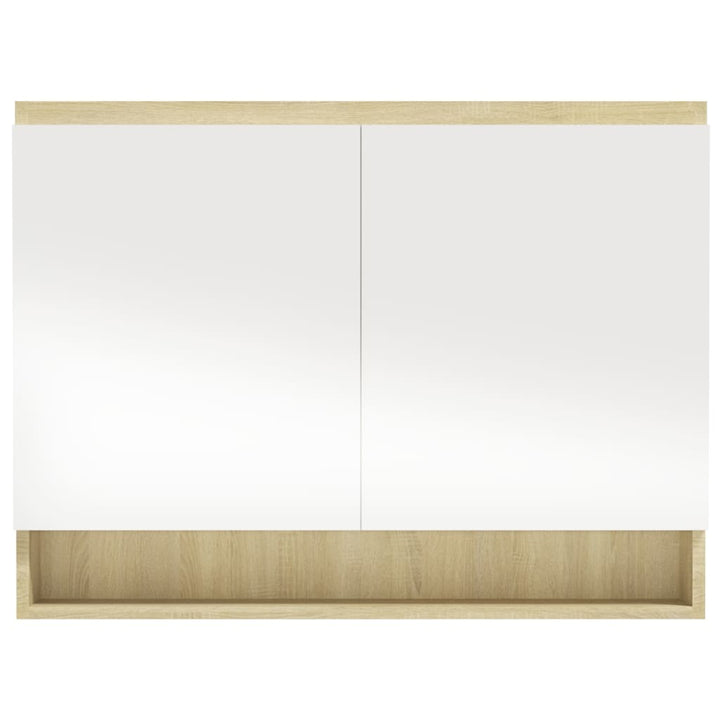 badeværelsesskab med spejl 80x15x60 cm MDF hvid og eg