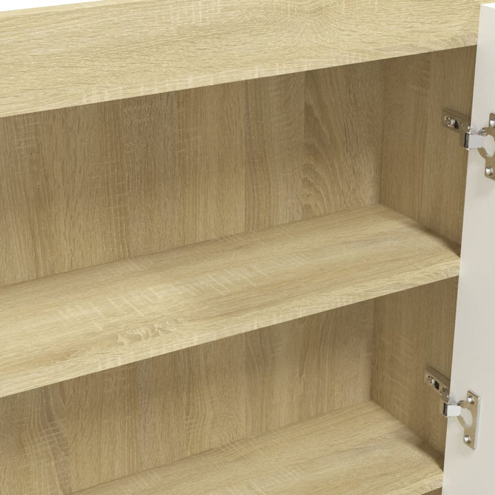 badeværelsesskab med spejl 80x15x60 cm MDF hvid og eg