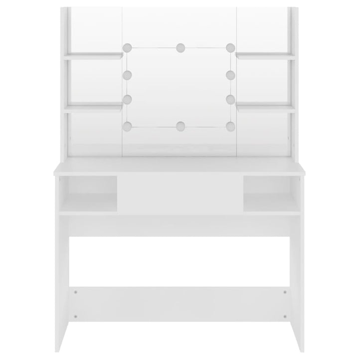 makeupbord med LED-lys 100x40x135 cm MDF hvid