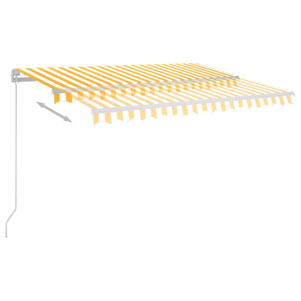 markise m. LED-lys 300x250 cm manuel betjening gul og hvid