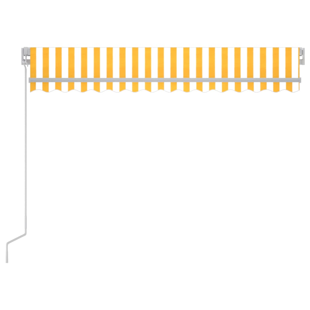 markise m. LED-lys 300x250 cm manuel betjening gul og hvid