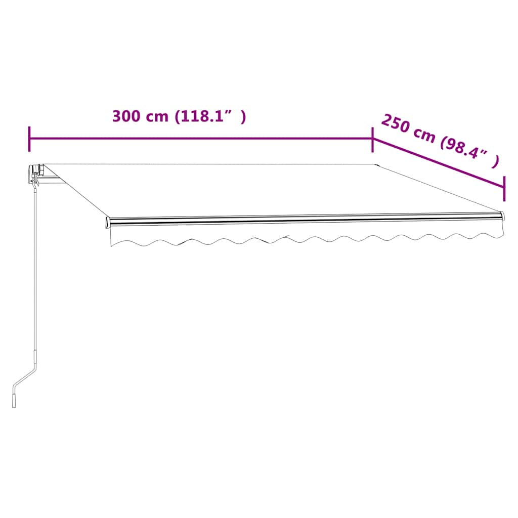 markise 300x250 cm automatisk betjening cremefarvet