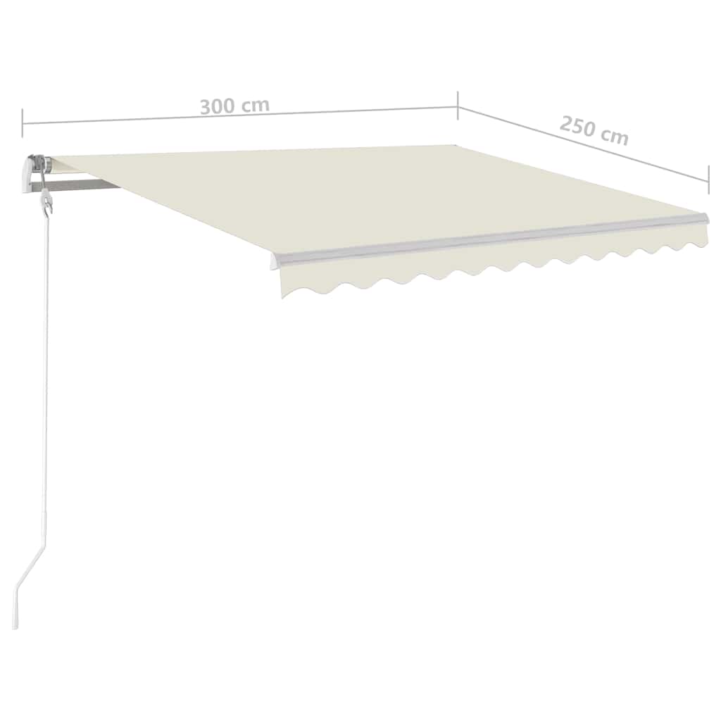 markise m. LED + vindsensor 300x250 cm automatisk cremefarvet