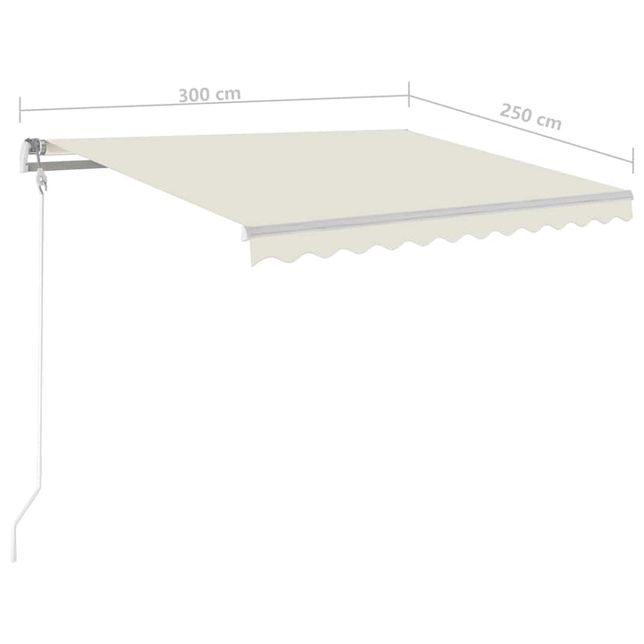 markise m. LED + vindsensor 300x250 cm automatisk cremefarvet