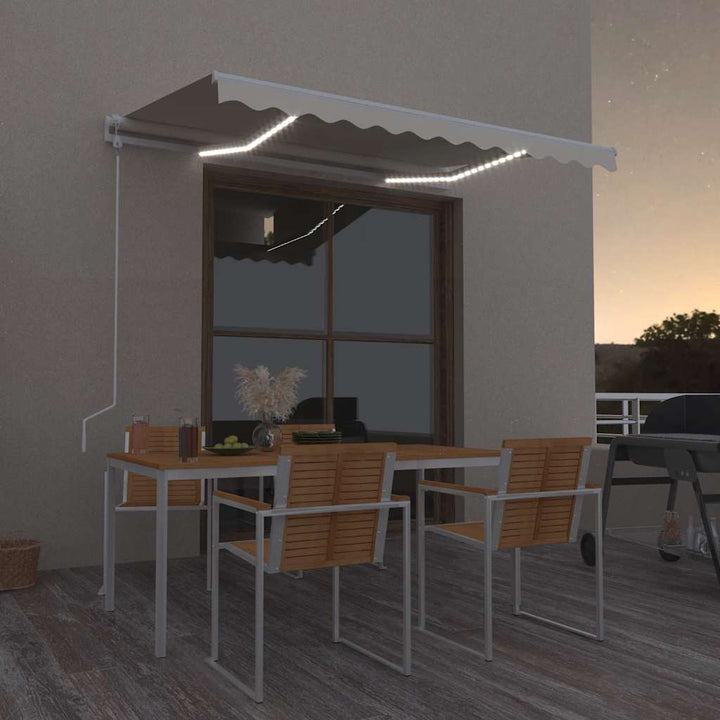markise m. LED + vindsensor 300x250 cm automatisk cremefarvet