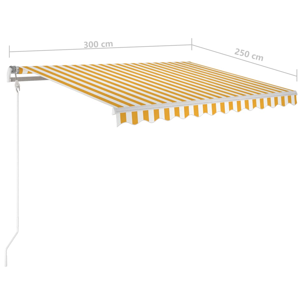 markise m. LED + vindsensor 300x250 cm automatisk gul og hvid