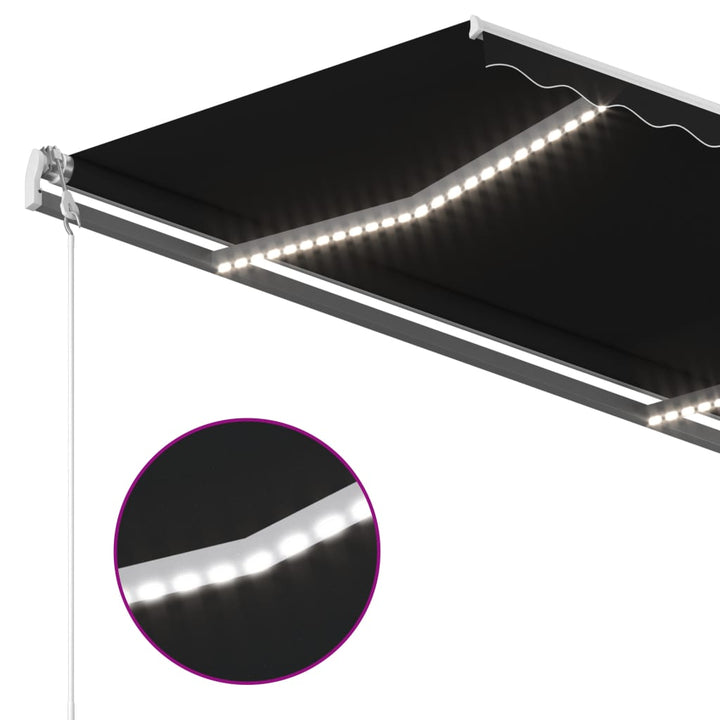 markise m. LED + vindsensor 300x250 cm automatisk antracitgrå