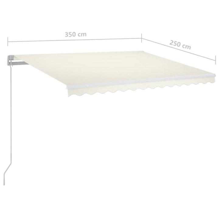markise m. LED 350x250 cm manuel betjening cremefarvet