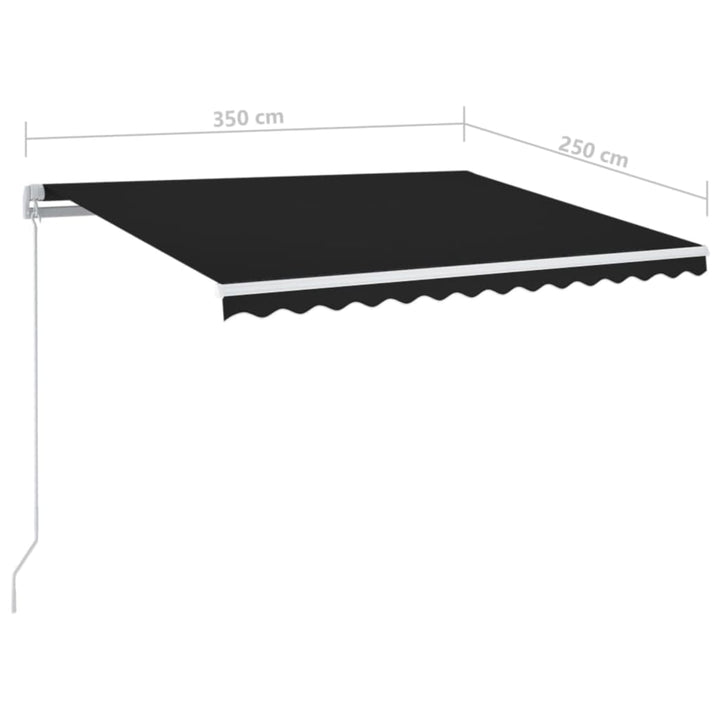 markise m. LED-lys 350x250 cm manuel betjening antracitgrå