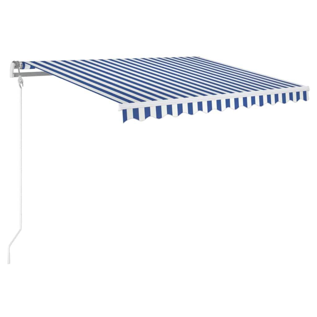 markise 350x250 cm automatisk betjening blå og hvid