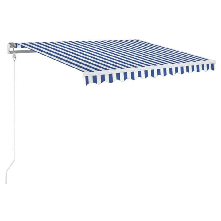 markise 350x250 cm automatisk betjening blå og hvid