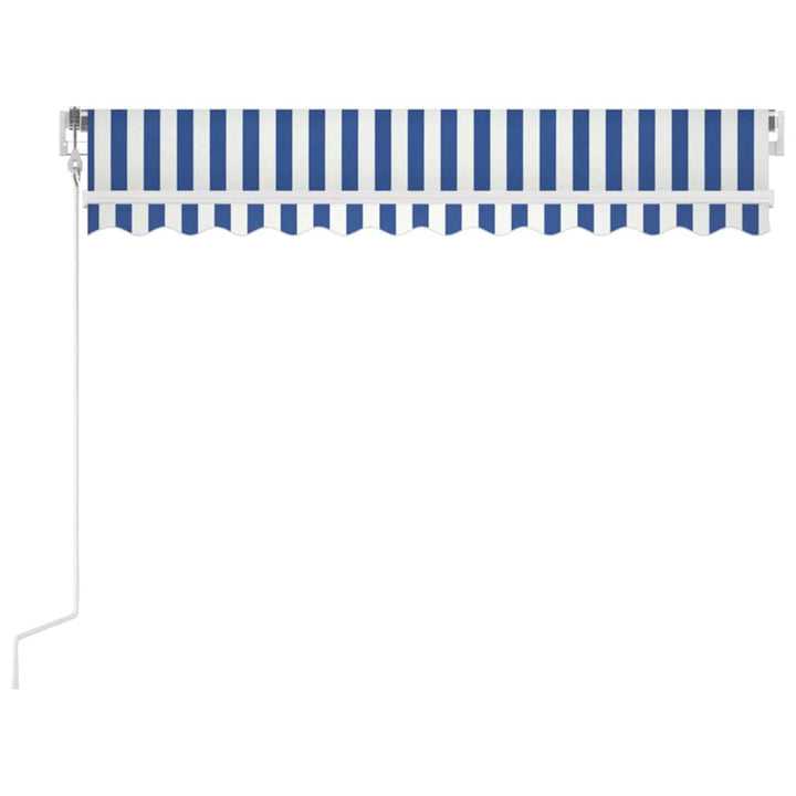 markise 350x250 cm automatisk betjening blå og hvid