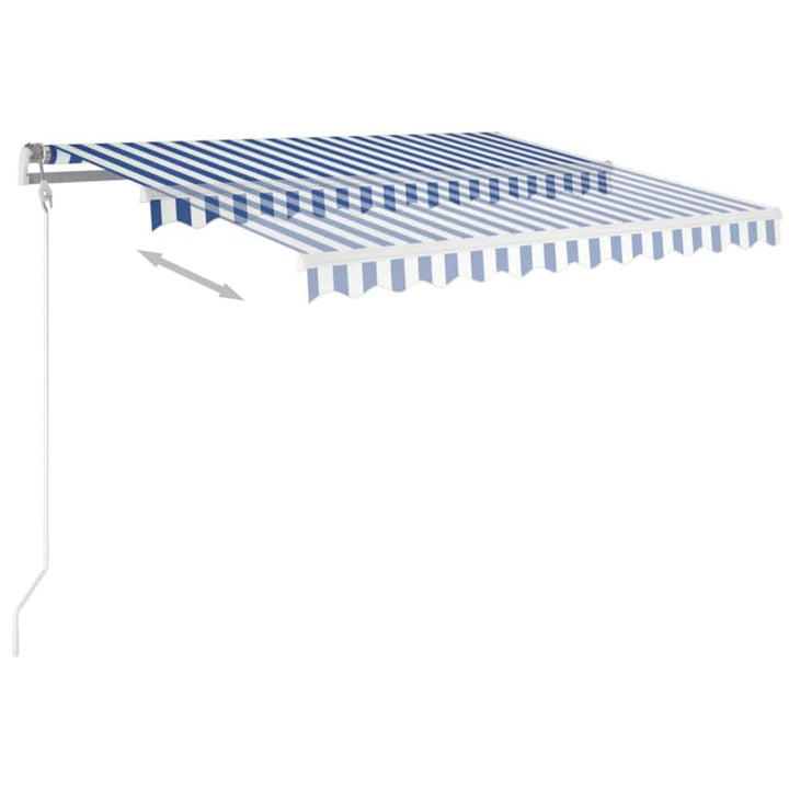 markise 350x250 cm automatisk betjening blå og hvid