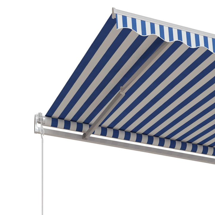 markise 350x250 cm automatisk betjening blå og hvid