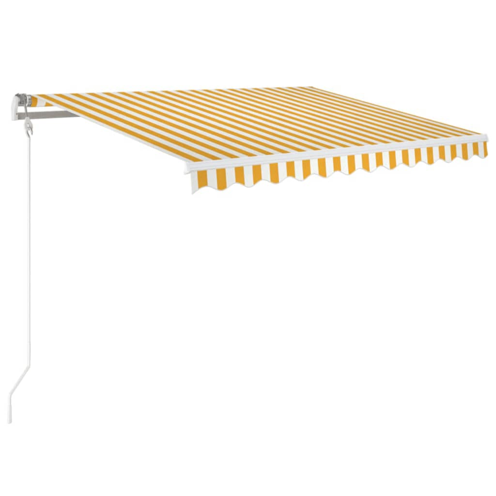 markise 350x250 cm automatisk betjening gul og hvid