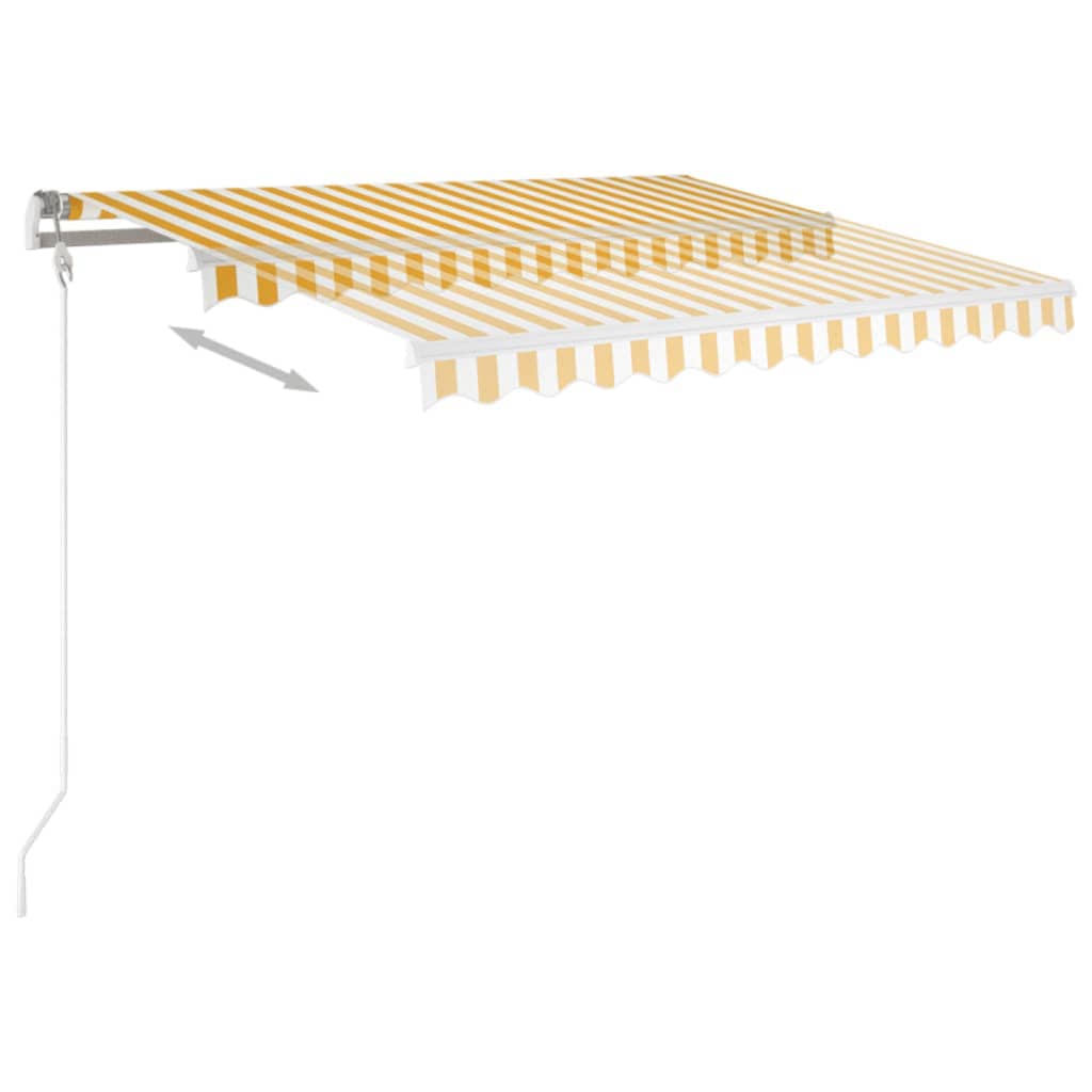 markise 350x250 cm automatisk betjening gul og hvid