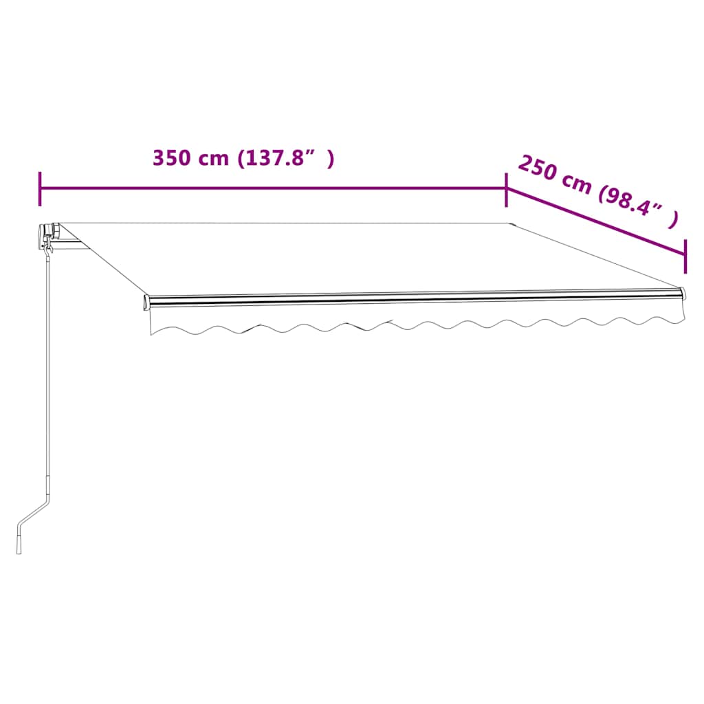 markise 350x250 cm automatisk betjening antracitgrå