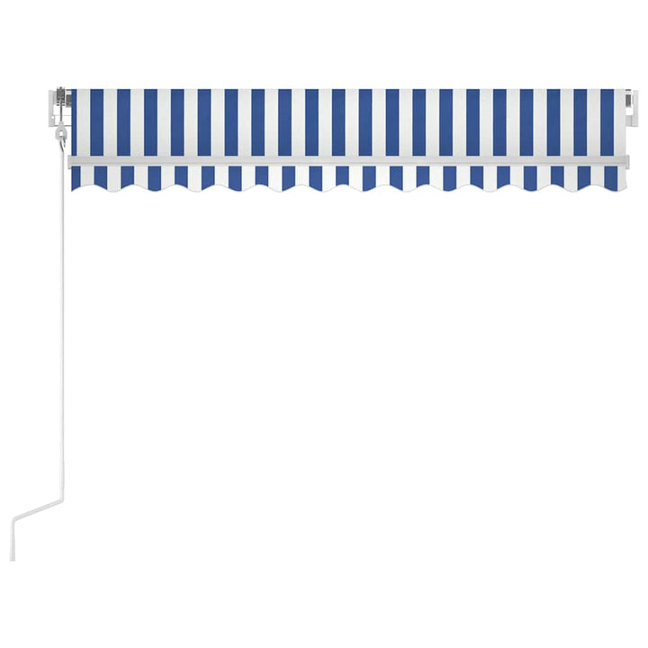 markise m. LED + vindsensor 350x250 cm automatisk blå og hvid