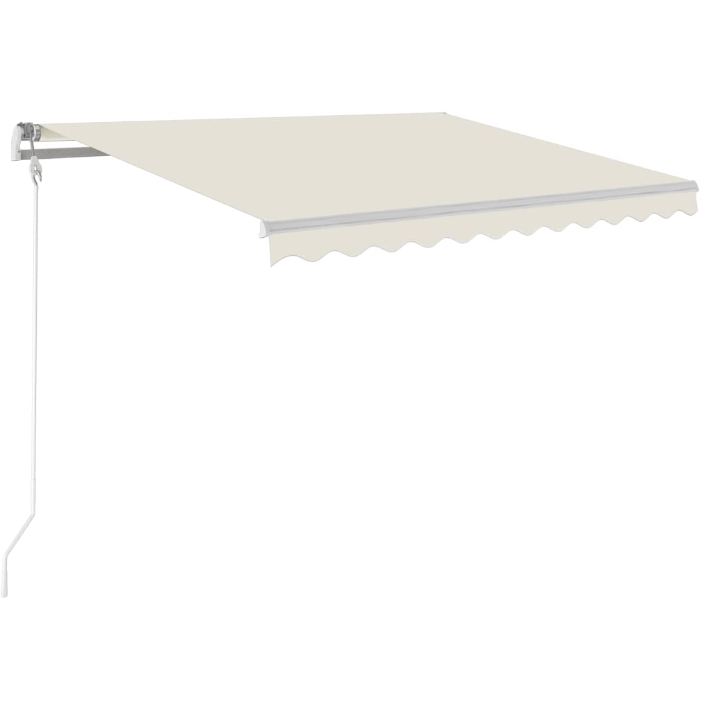 markise m. LED + vindsensor 350x350 cm automatisk cremefarvet