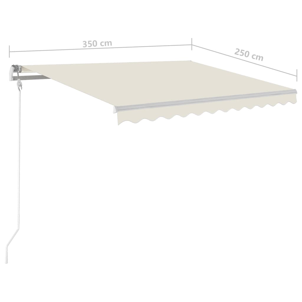 markise m. LED + vindsensor 350x350 cm automatisk cremefarvet