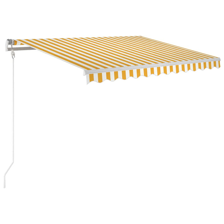 markise m. LED + vindsensor 350x250 cm automatisk gul og hvid