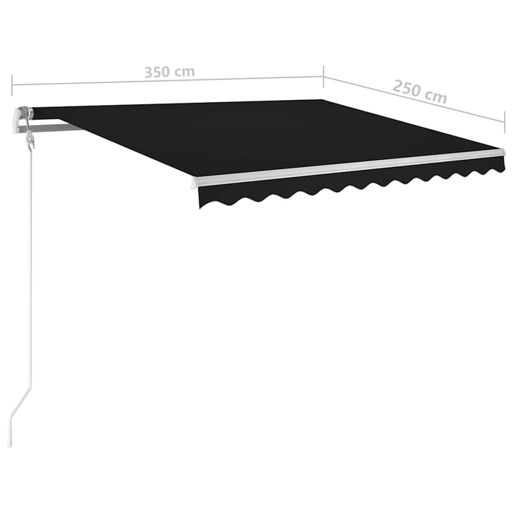 markise m. LED + vindsensor 350x250 cm automatisk antracitgrå