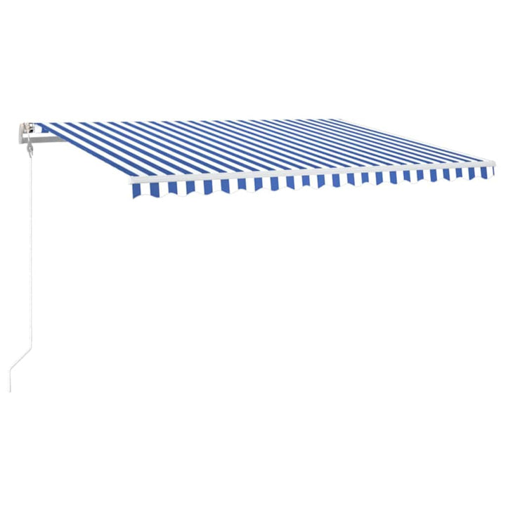 markise m. LED + vindsensor 400x300 cm automatisk blå og hvid