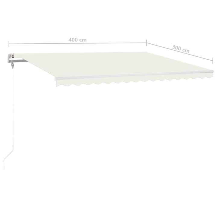 markise m. LED + vindsensor 400x300 cm automatisk cremefarvet