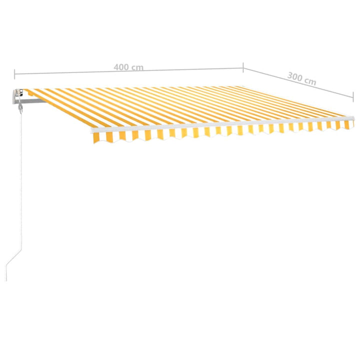 markise m. LED + vindsensor 400x300 cm automatisk gul og hvid